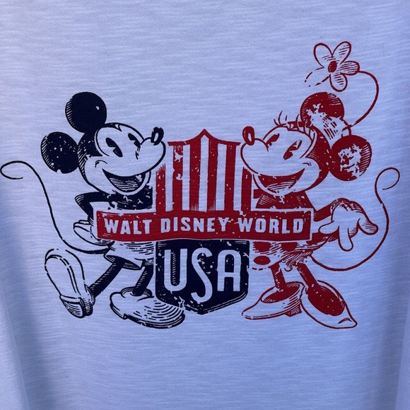 Disney Shirt Womens Plus Size 3X Raglan Burnout Patriotic Mickey Minnie USA - Picture 3 of 11